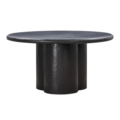 Winter Black Faux Plaster Round Dining Table