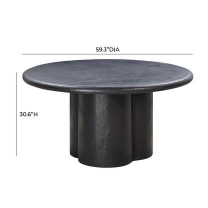 Winter Black Faux Plaster Round Dining Table