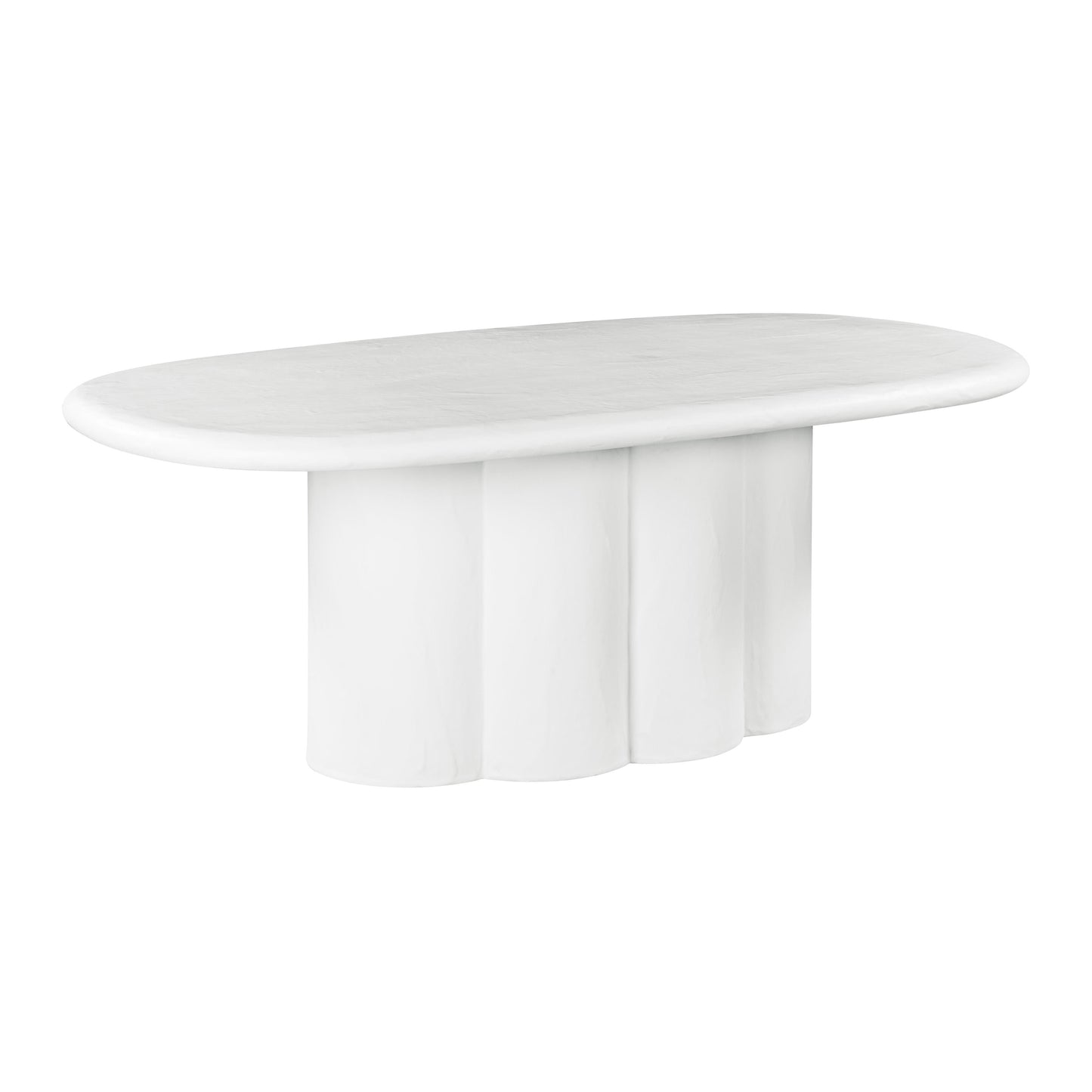 winter white faux plaster oval dining table