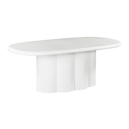 Winter White Faux Plaster Oval Dining Table