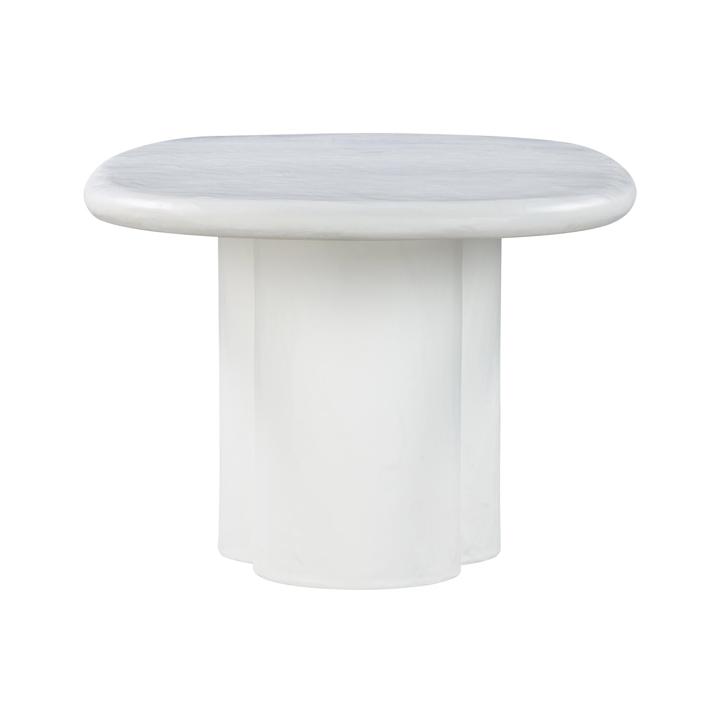 winter white faux plaster oval dining table