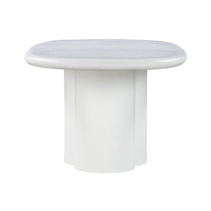 Winter White Faux Plaster Oval Dining Table