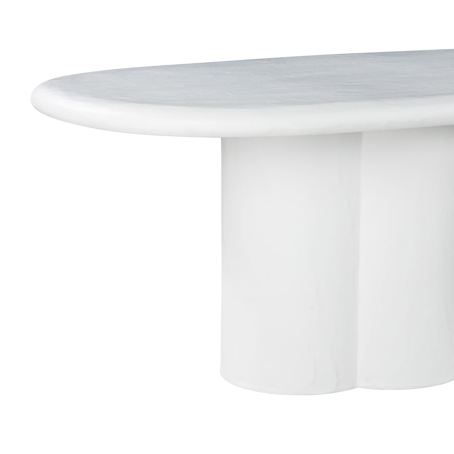 winter white faux plaster oval dining table