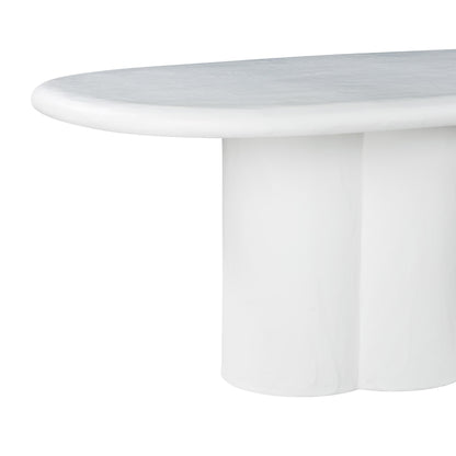 Winter White Faux Plaster Oval Dining Table