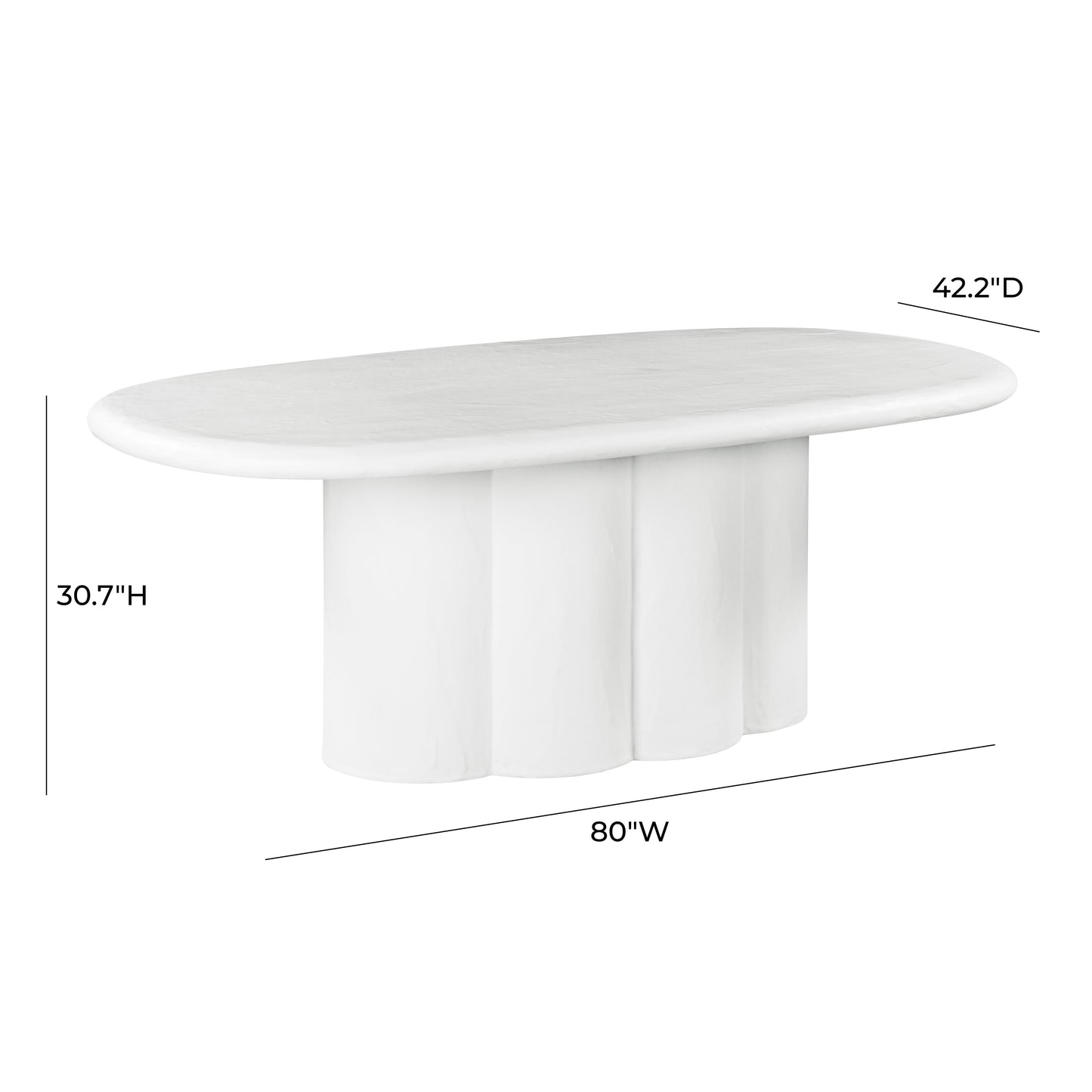 winter white faux plaster oval dining table