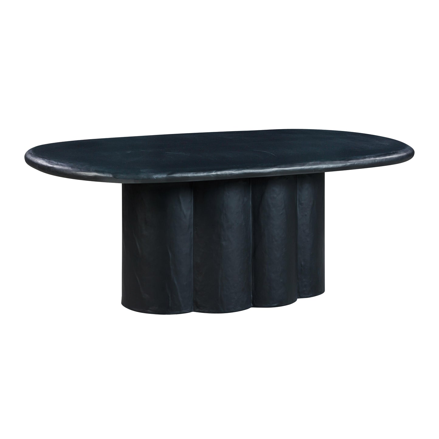 winter black faux plaster oval dining table