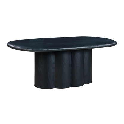 Winter Black Faux Plaster Oval Dining Table