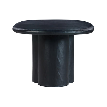 Winter Black Faux Plaster Oval Dining Table