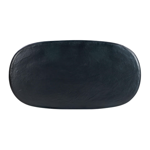 Winter Black Faux Plaster Oval Dining Table