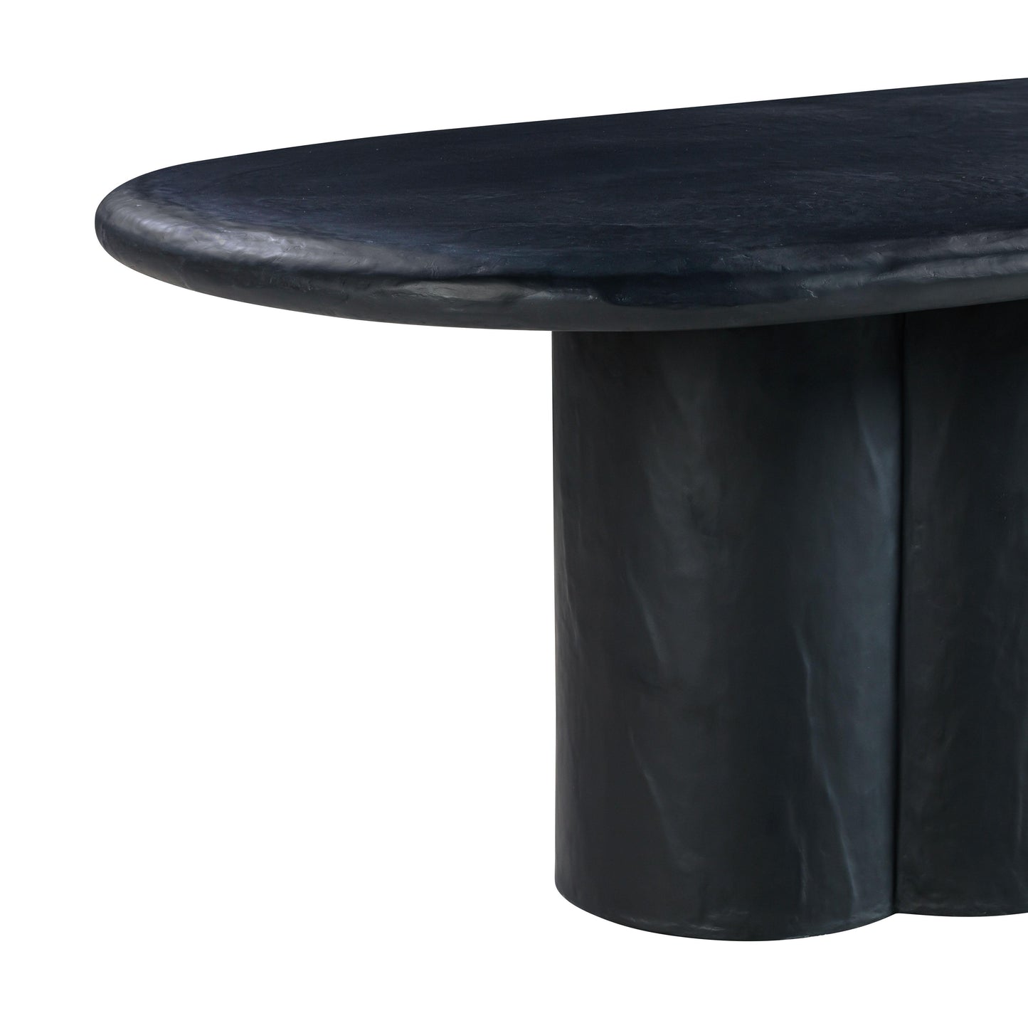 winter black faux plaster oval dining table