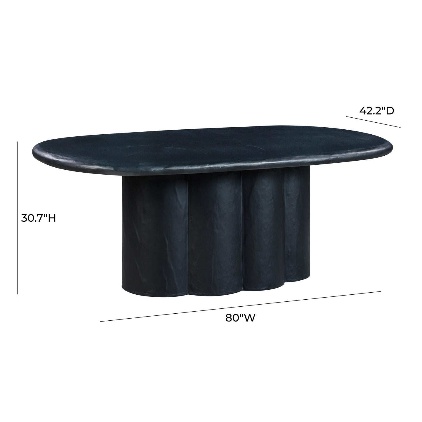 winter black faux plaster oval dining table