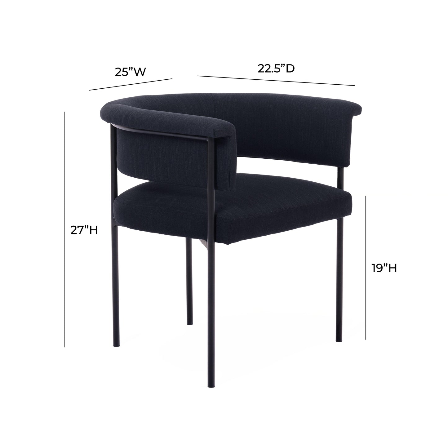 sasha black performance linen dining chair