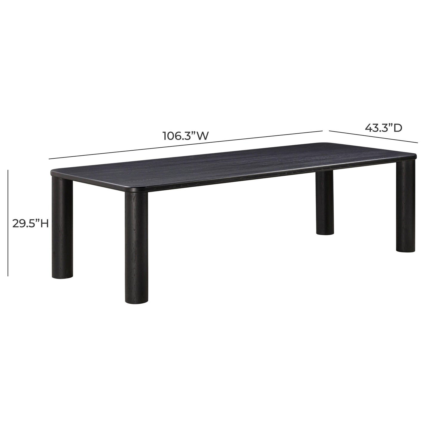 selena black oak rectangular dining table