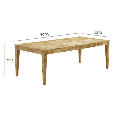 Vanessa Natural Burl Rectangular Dining Table