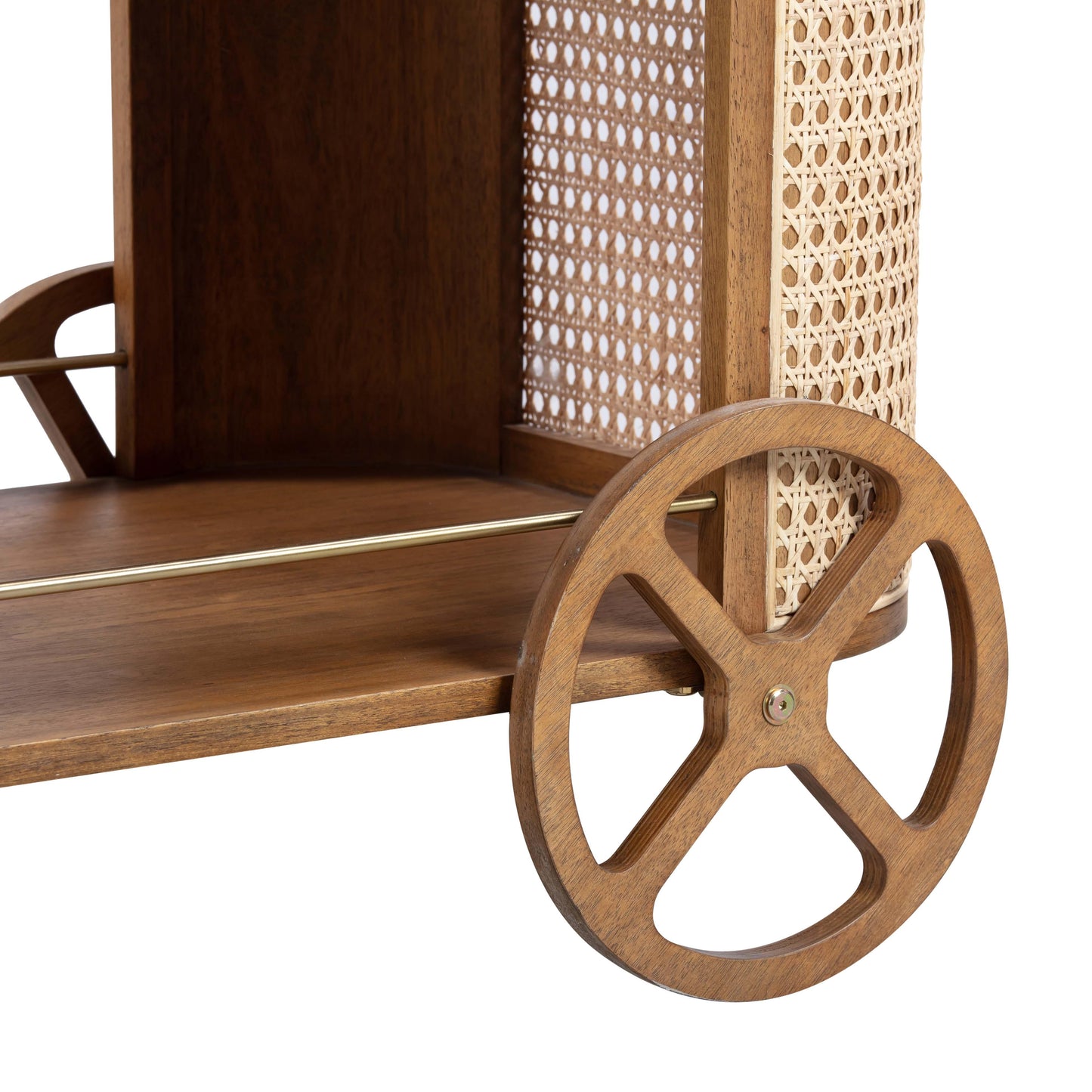 lauren natural rattan bar cart