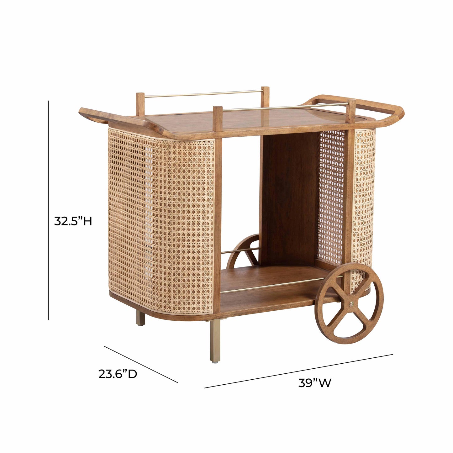 lauren natural rattan bar cart