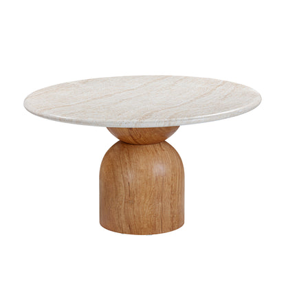 Bubble Travertine Concrete Indoor / Outdoor 54" Round Dining Table