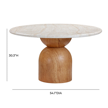 Bubble Travertine Concrete Indoor / Outdoor 54" Round Dining Table