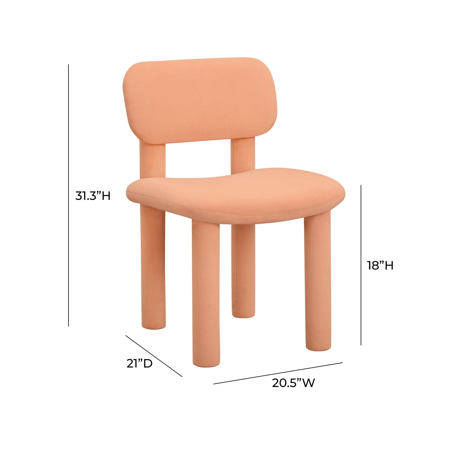 cave mellow salmon velvet dining chair