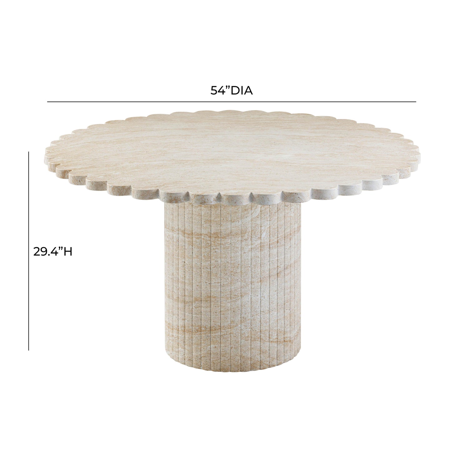 tempo washed travertine finish indoor / outdoor 54" round dining table