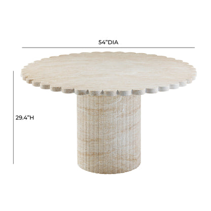 Tempo Washed Travertine Finish Indoor / Outdoor 54" Round Dining Table