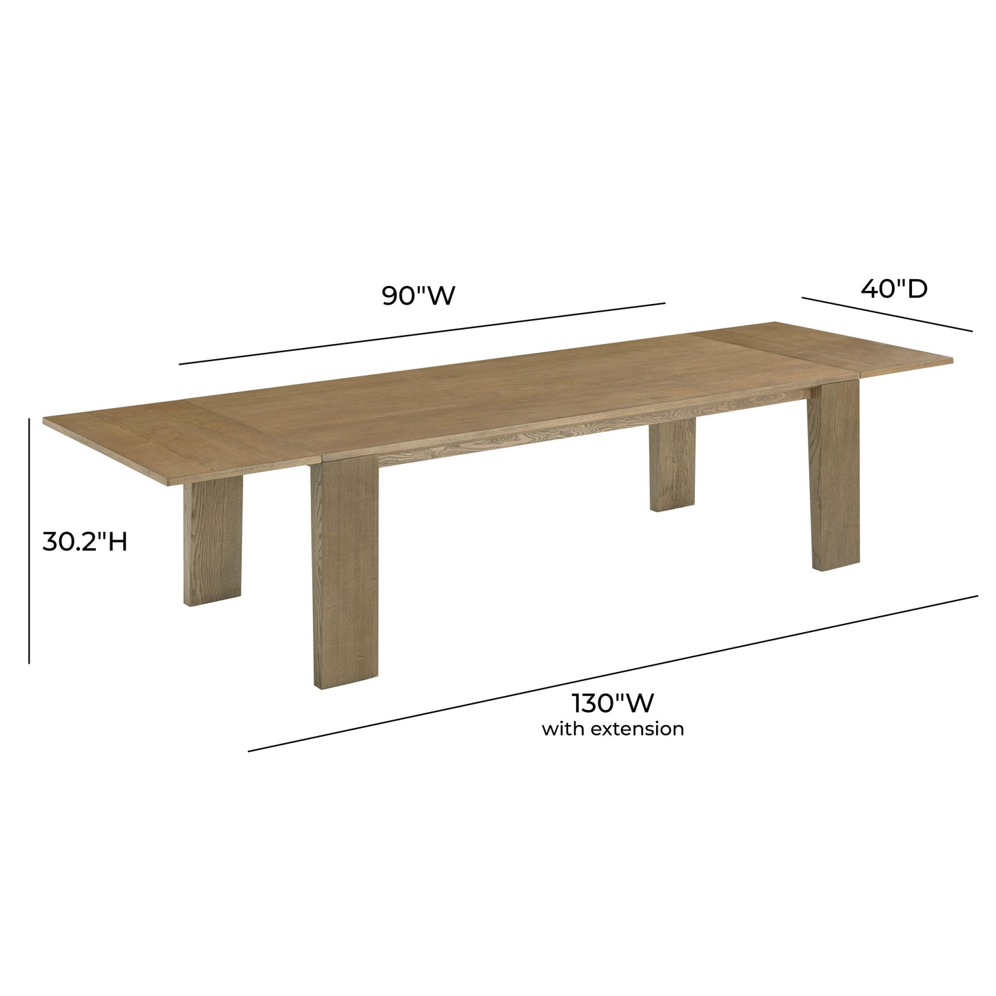 spara natural ash extendable rectangular dining table