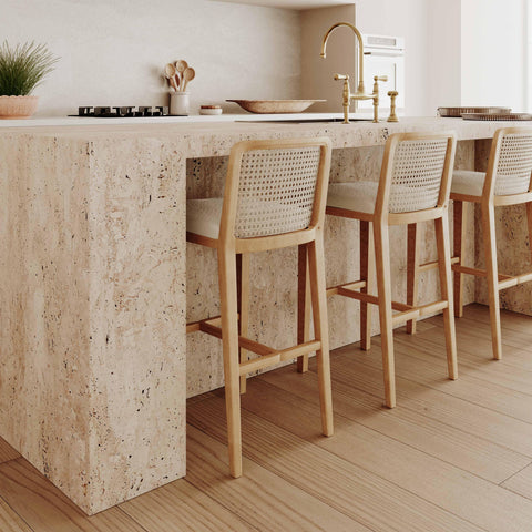 Celeste Laurent Performance Tweed and Rattan Counter Stool - image 2