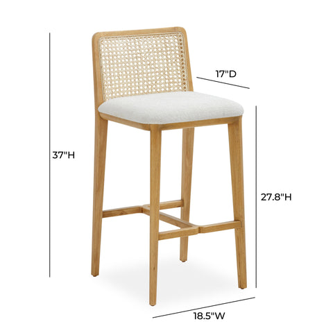 Celeste Laurent Performance Tweed and Rattan Counter Stool - image 6