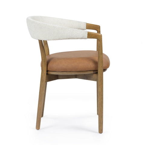 Isabelle Versailles Cognac Performance Vegan Leather and Cream Textured Weave Dining Chair - image 4
