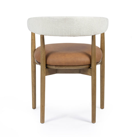 Isabelle Versailles Cognac Performance Vegan Leather and Cream Textured Weave Dining Chair - image 5