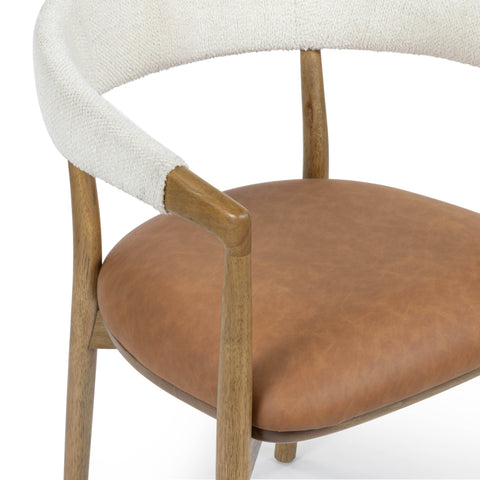Isabelle Versailles Cognac Performance Vegan Leather and Cream Textured Weave Dining Chair - image 6