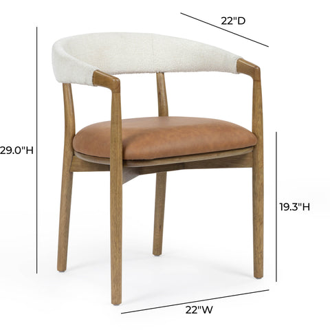 Isabelle Versailles Cognac Performance Vegan Leather and Cream Textured Weave Dining Chair - image 7