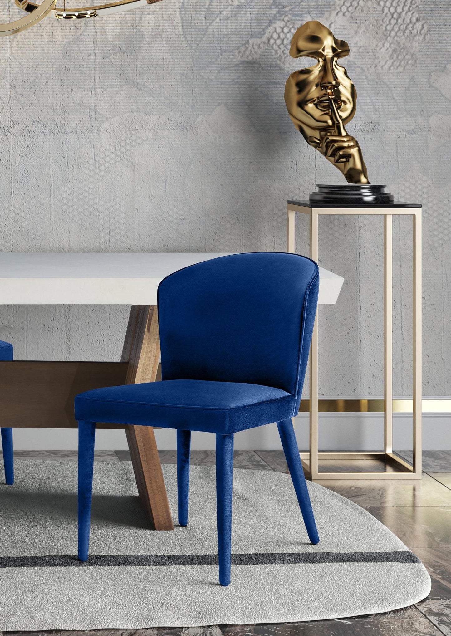 nirsa navy velvet chair