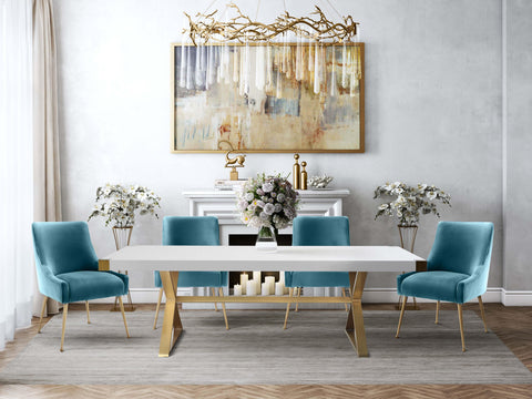 Lyrical Sea Blue Velvet Side Chair
