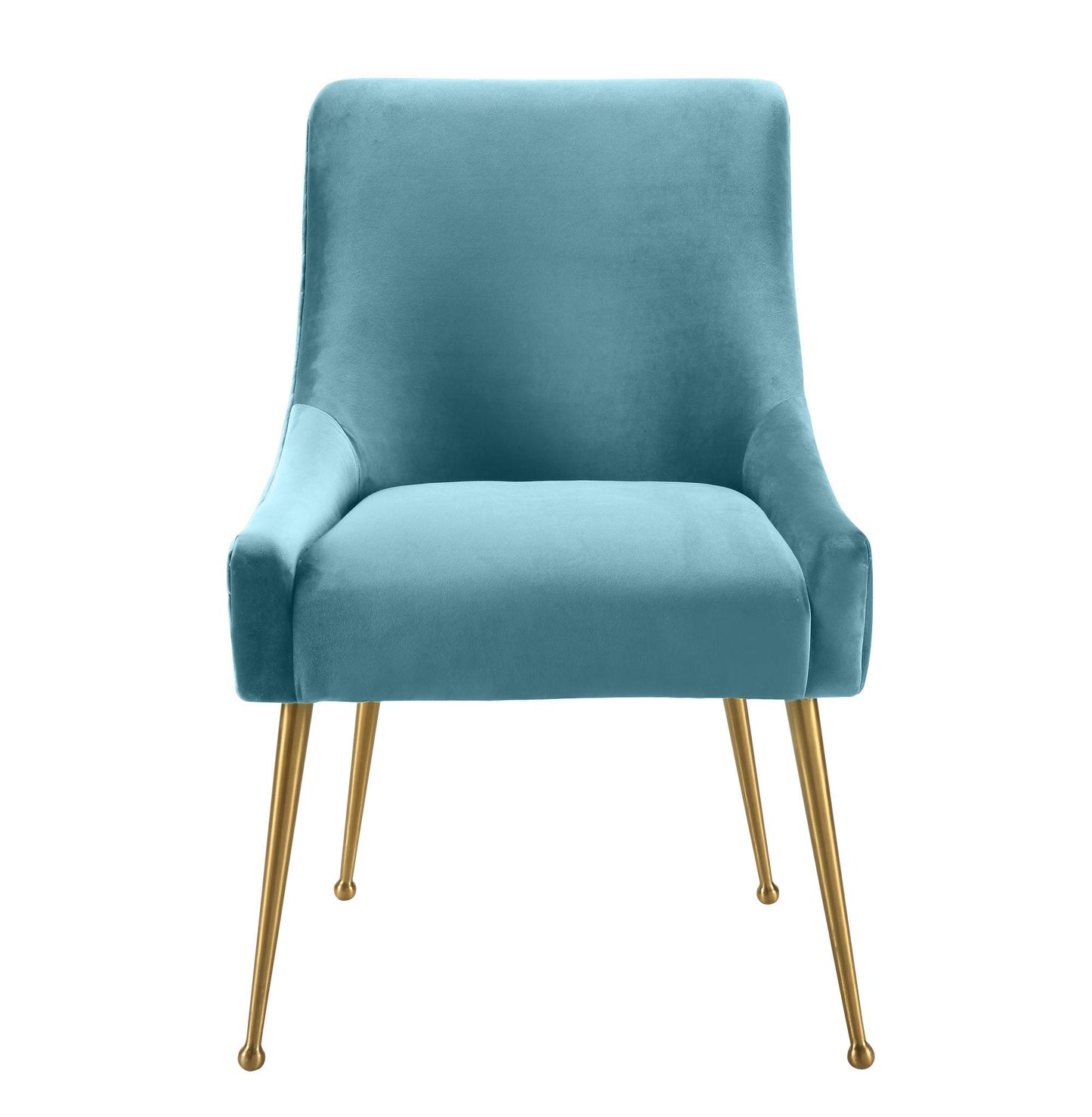 lyrical sea blue velvet side chair