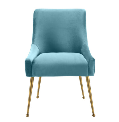 Lyrical Sea Blue Velvet Side Chair