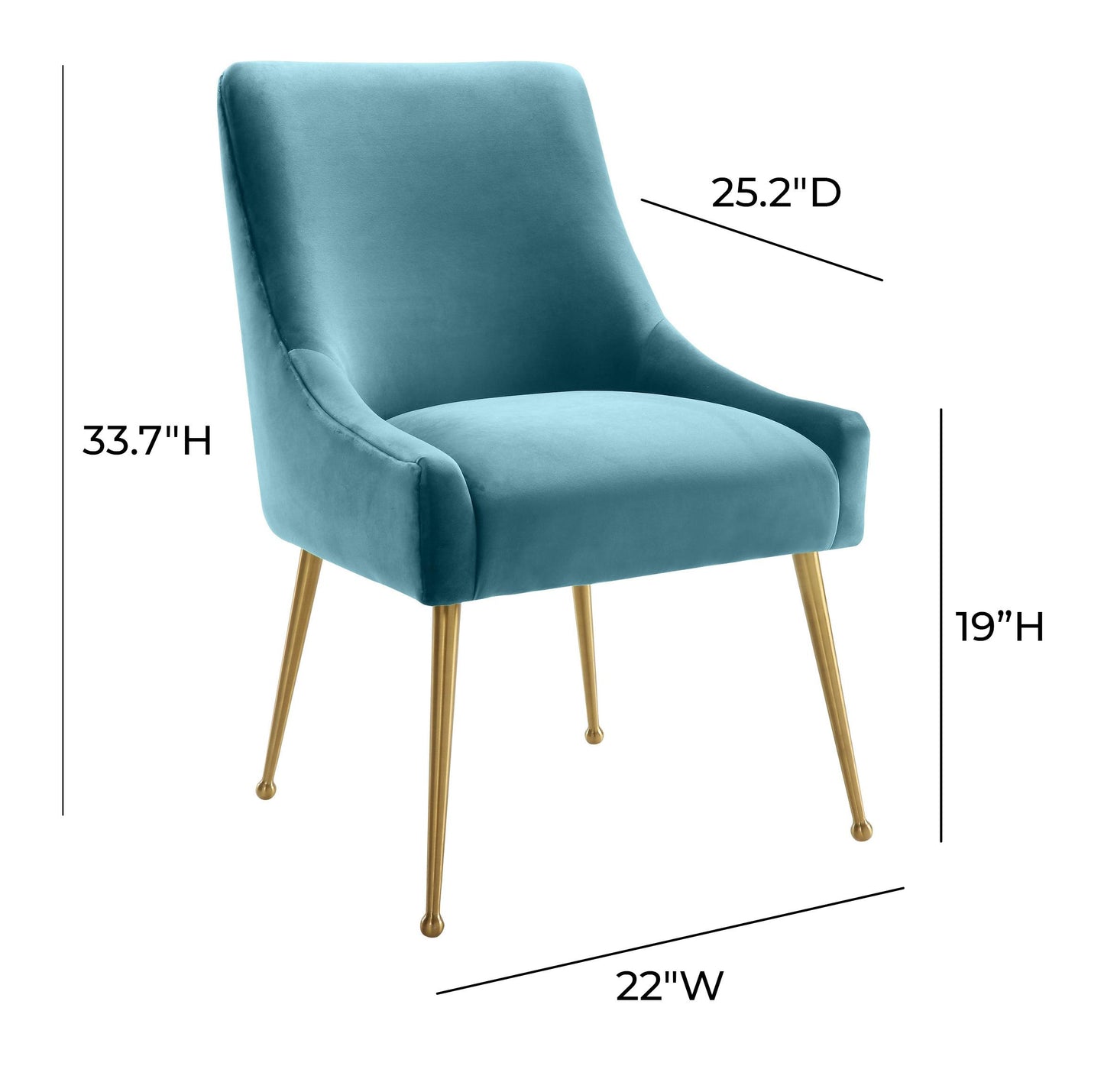 lyrical sea blue velvet side chair