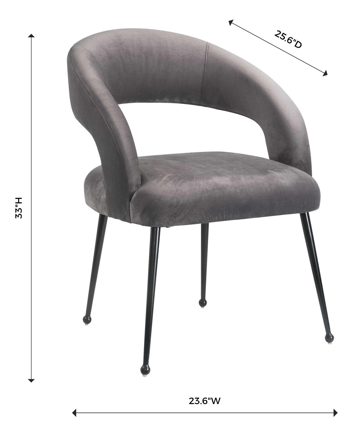 emmet grey velvet dining chair