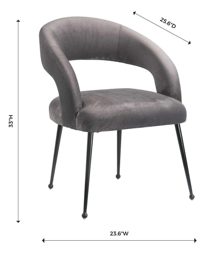 Emmet Grey Velvet Dining Chair