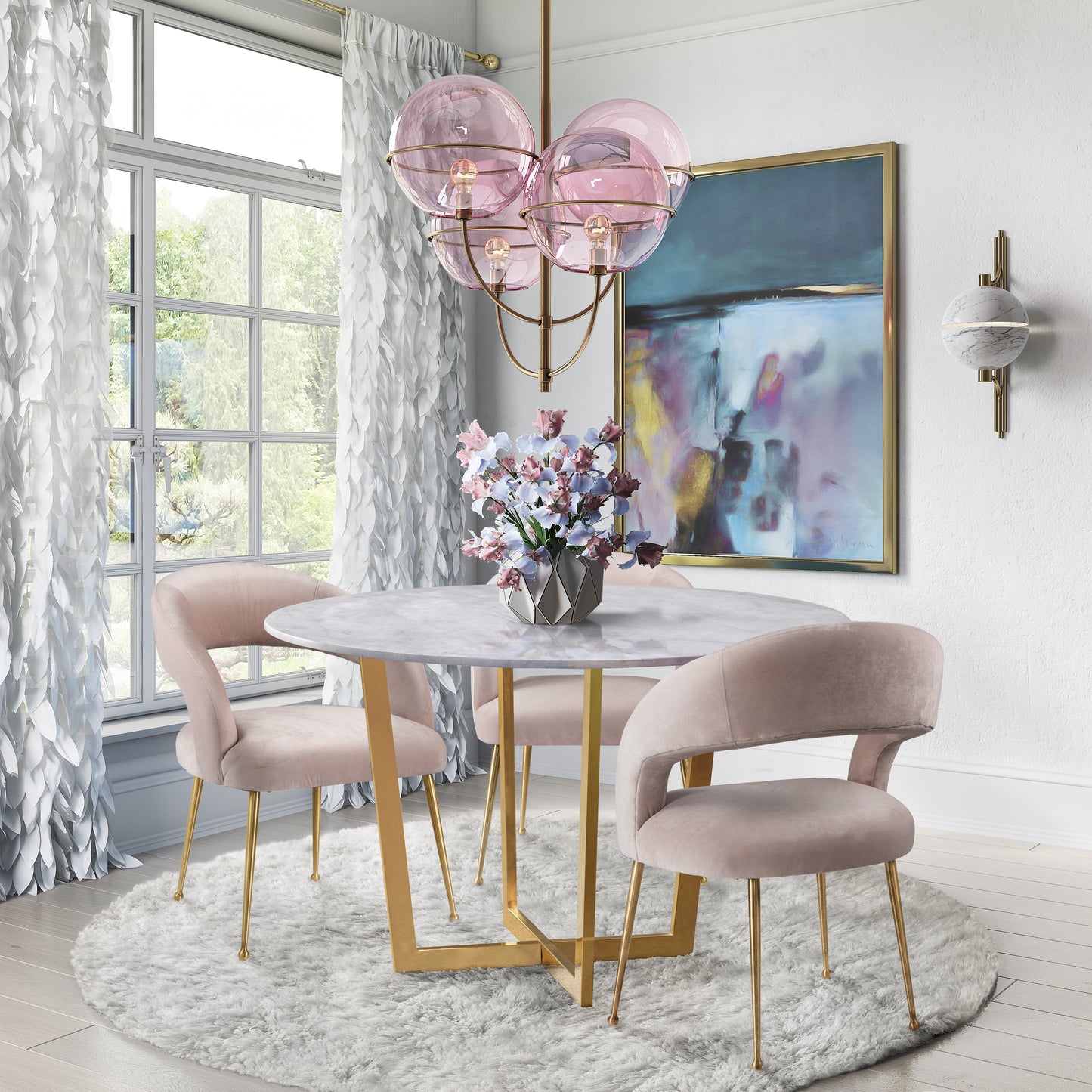 emmet blush velvet dining chair