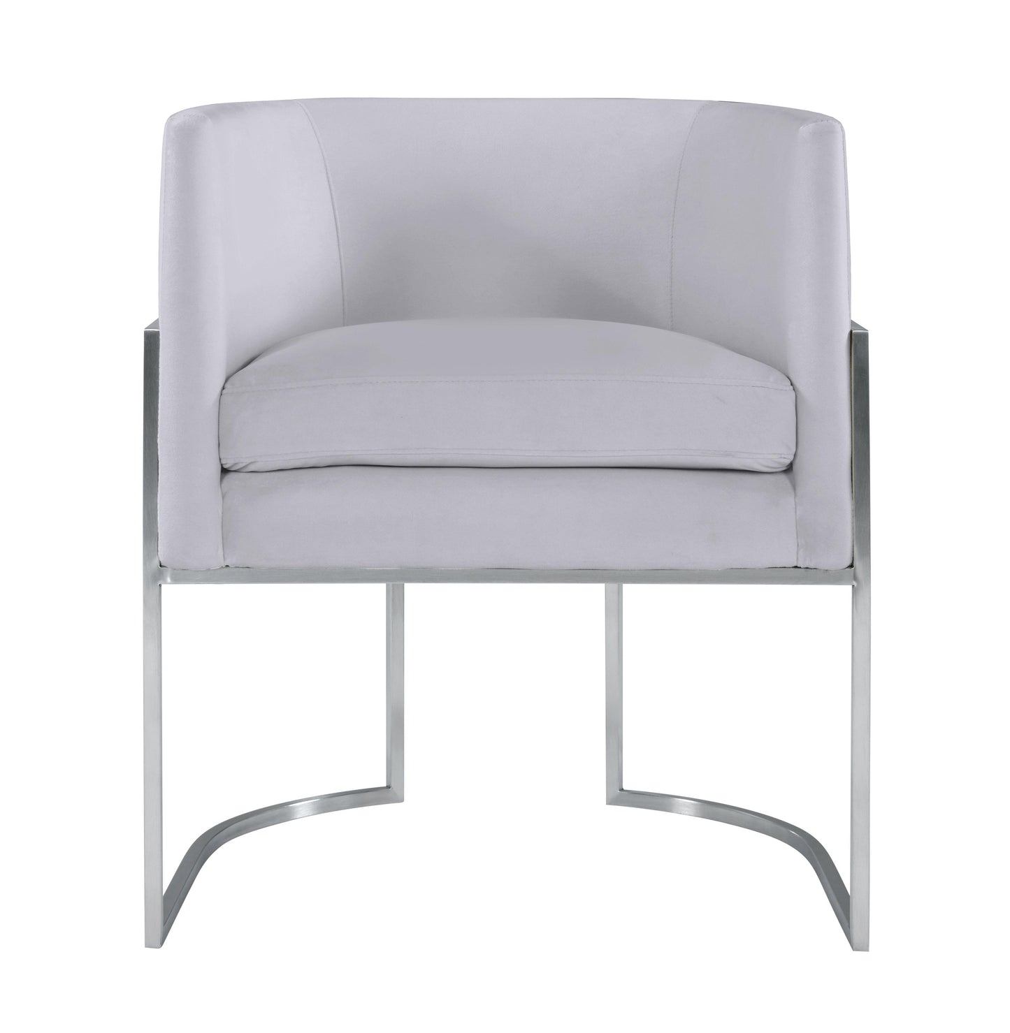 hudson grey velvet dining chair with silver leg