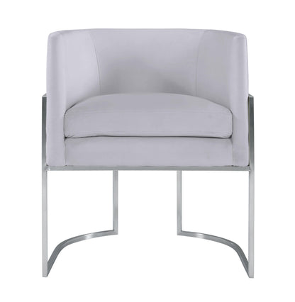 Hudson Grey Velvet Dining Chair with Silver Leg