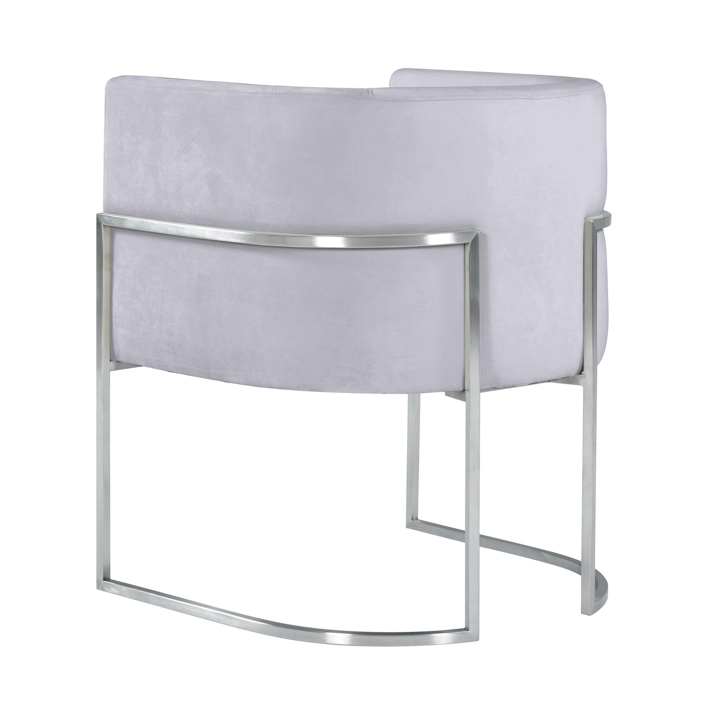 hudson grey velvet dining chair with silver leg