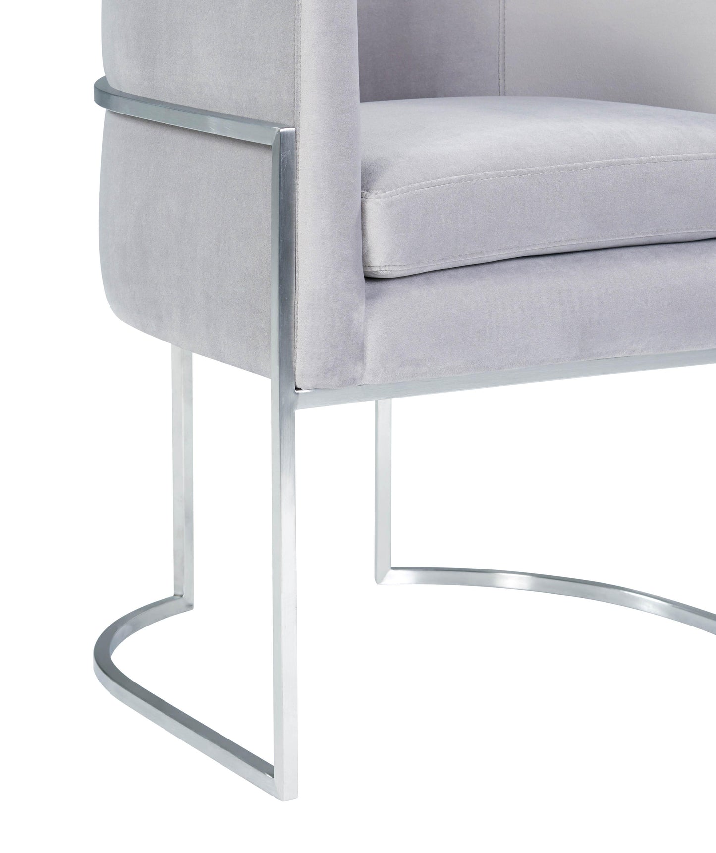 hudson grey velvet dining chair with silver leg