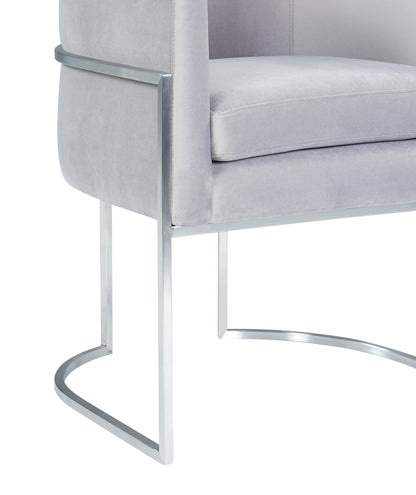 Hudson Grey Velvet Dining Chair with Silver Leg