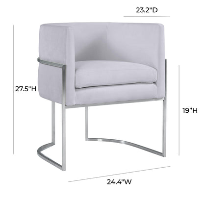 Hudson Grey Velvet Dining Chair with Silver Leg