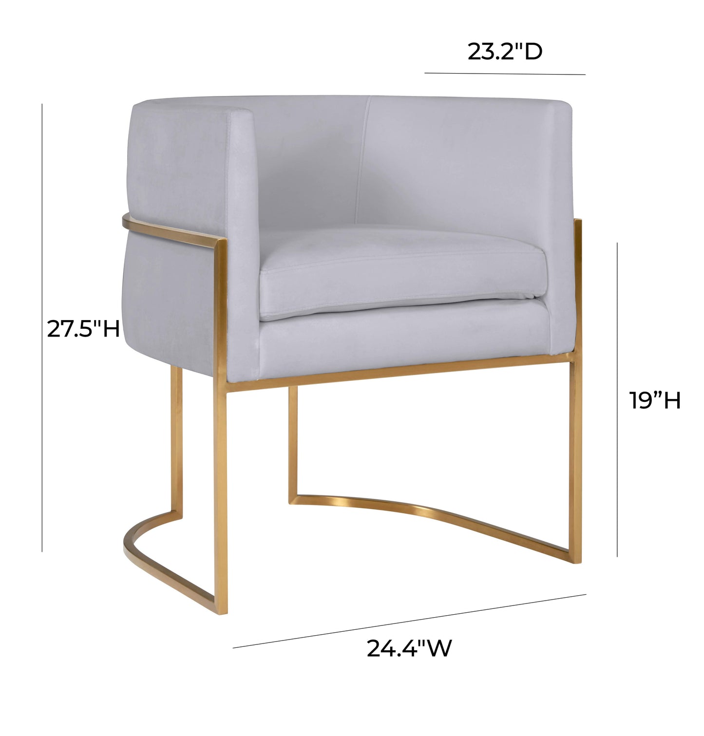 hudson grey velvet dining chair with gold leg