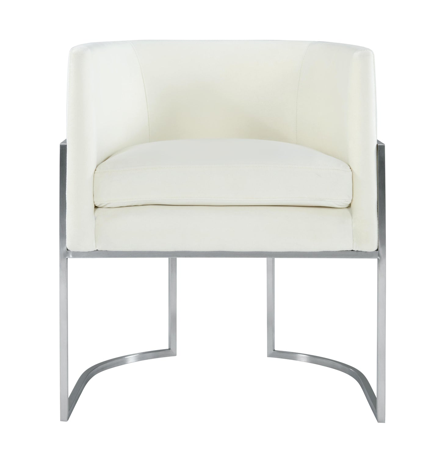 hudson cream velvet dining chair silver leg