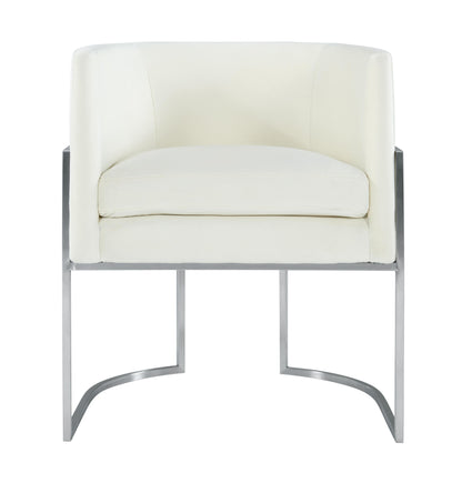 Hudson Cream Velvet Dining Chair Silver Leg