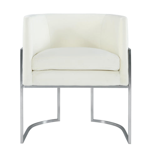 Hudson Cream Velvet Dining Chair Silver Leg